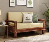 ONIJA  Wooden 2 Seater Sofa Set for Living Room | 2 Seater Sofa for Office & Lounge | Two Seater Sofa Sets for Home | Sheesham Wood - HONEY FINISH